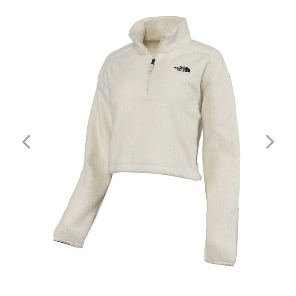 NEW The North Face TNF Cropped Fleece 1/4 Zip Jacket - LARGE - vintage white - L - Picture 2 of 7